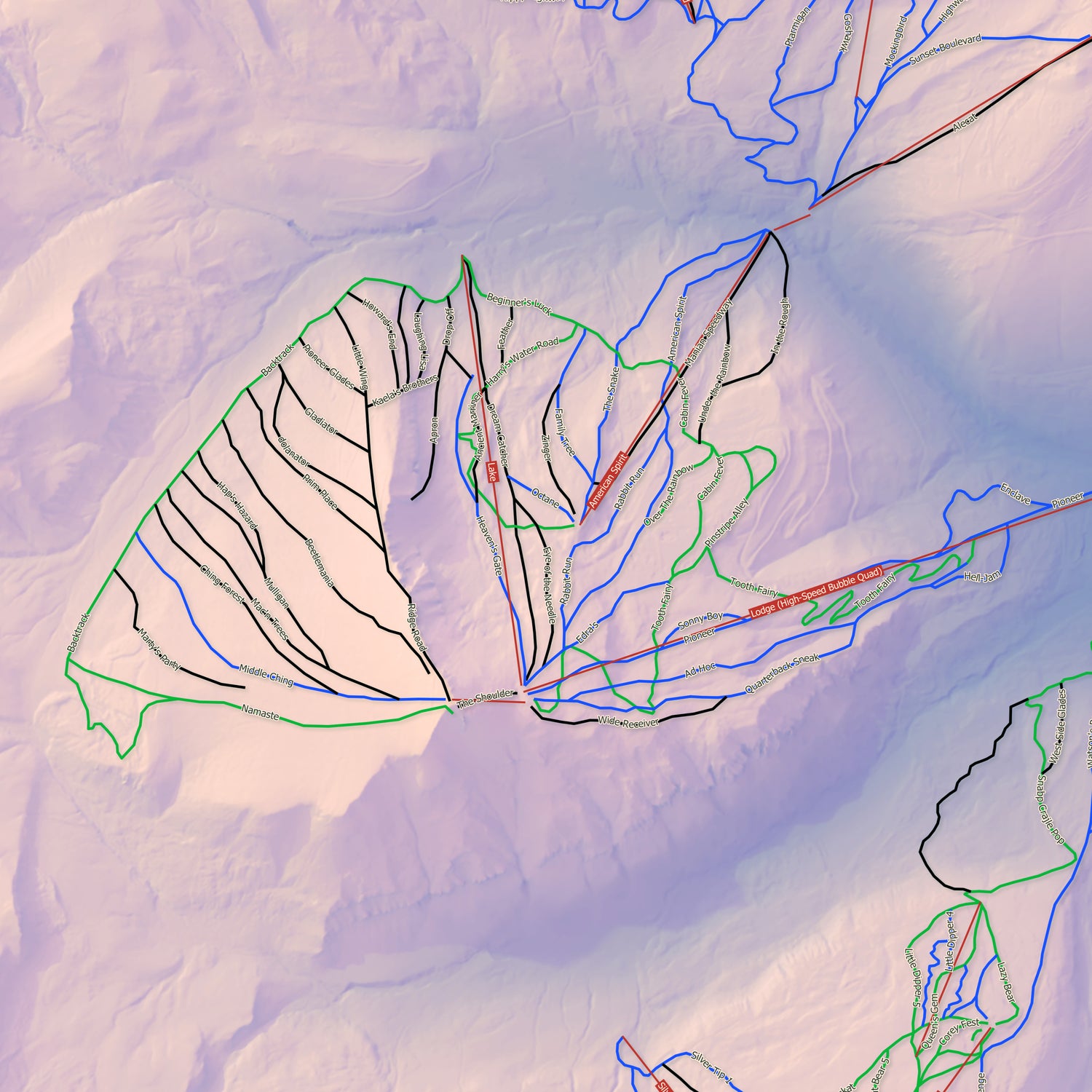 Big Sky Ski Resort - Artistic Map Print - Sunrise Edition