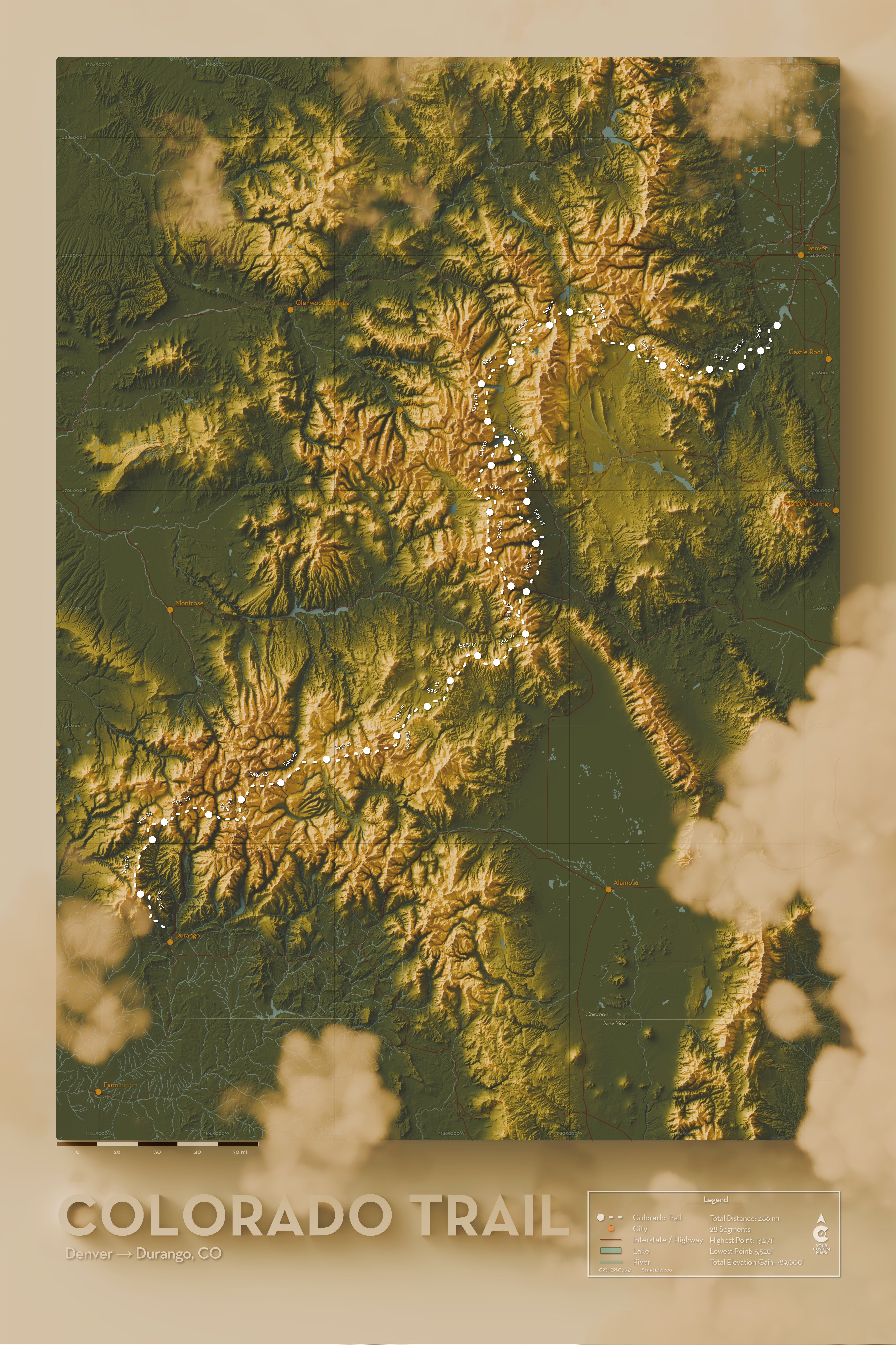 Colorado Trail - Artistic Map Print