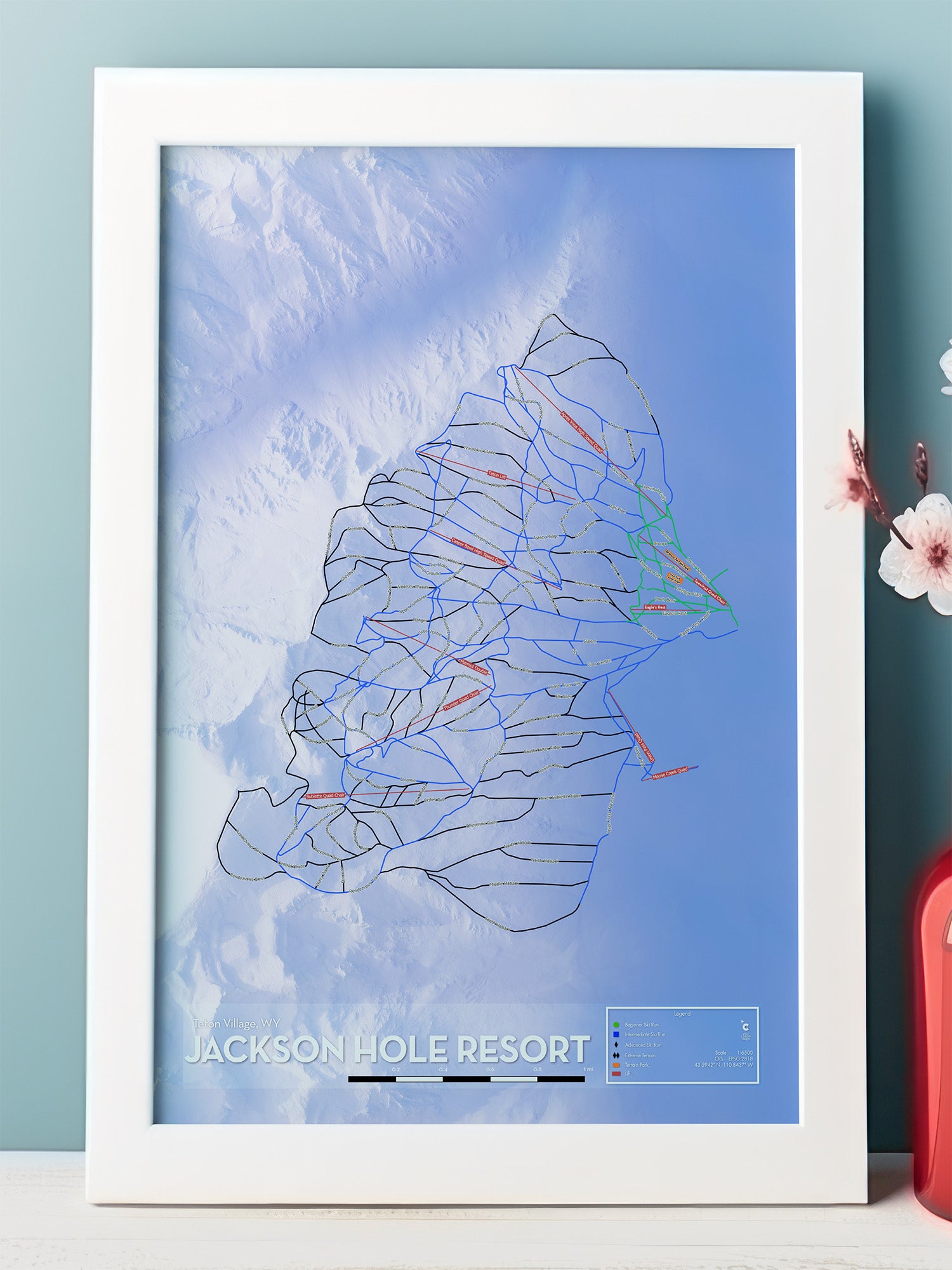 Jackson Hole Ski Resort - Artistic Map Print