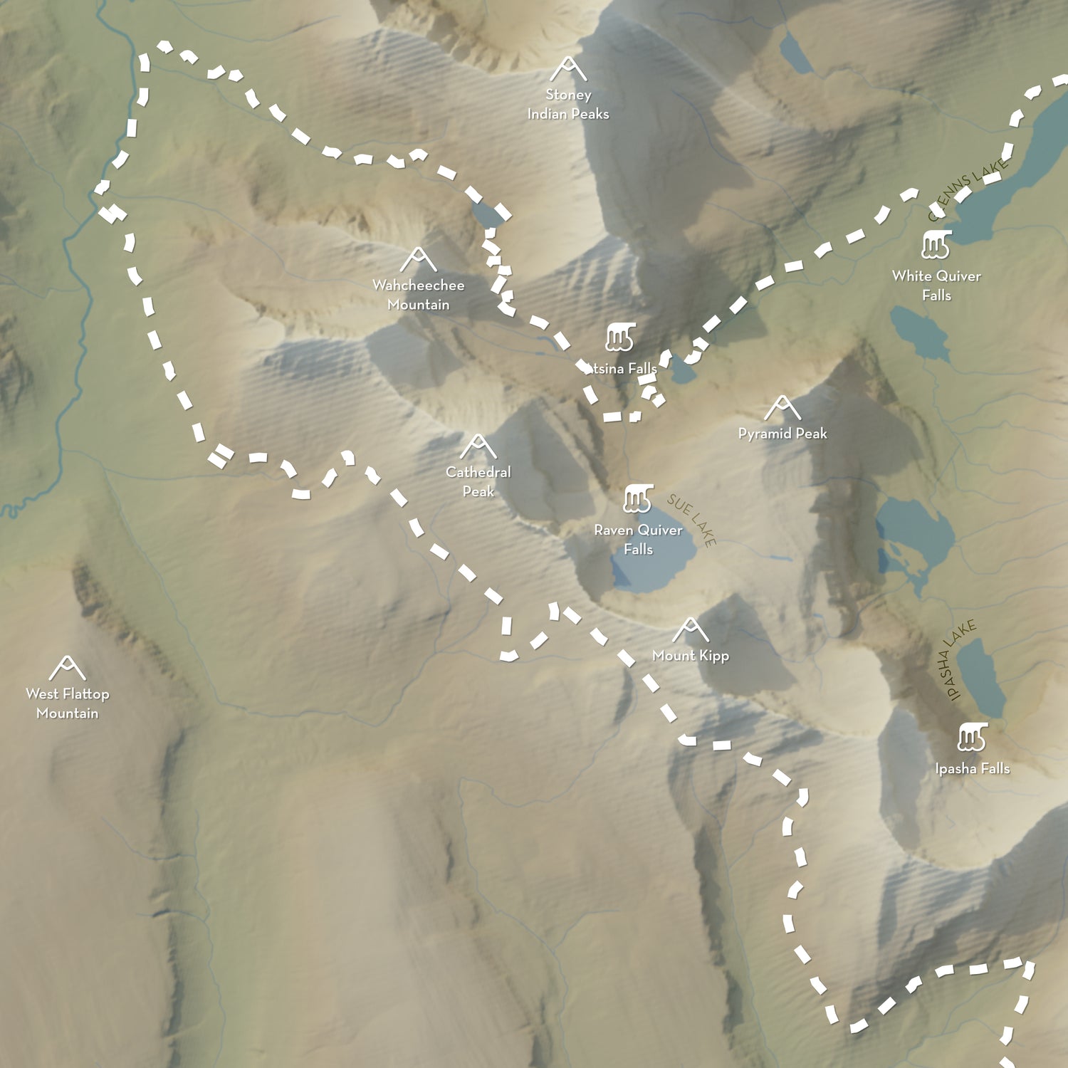 North Circle Loop Trail - Glacier National Park - Artistic Map Print