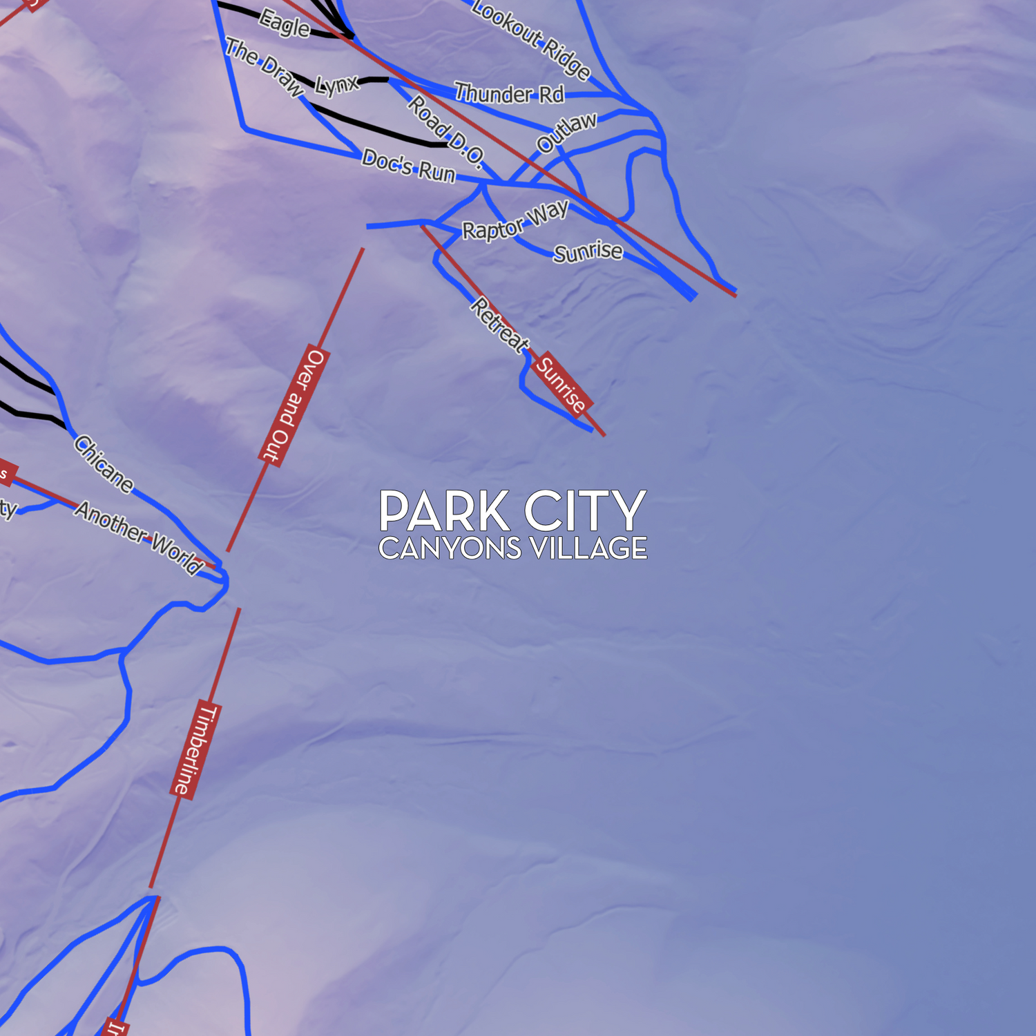 Park City Ski Resort - Artistic Map Print