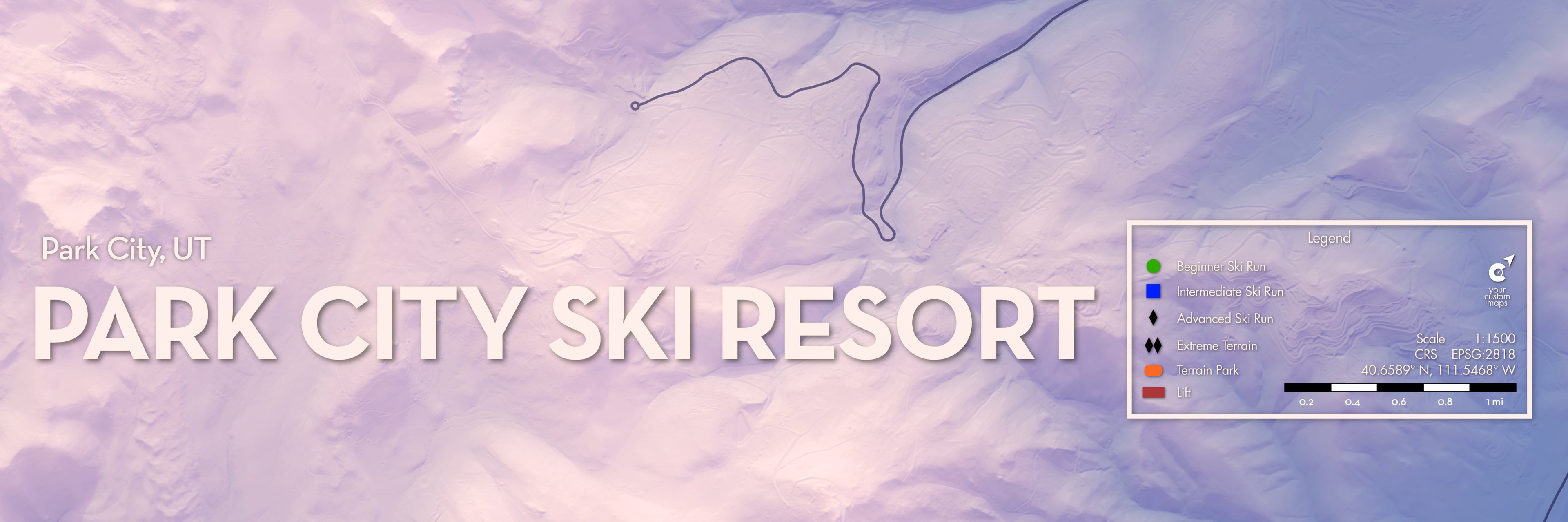 Park City Ski Resort - Artistic Map Print
