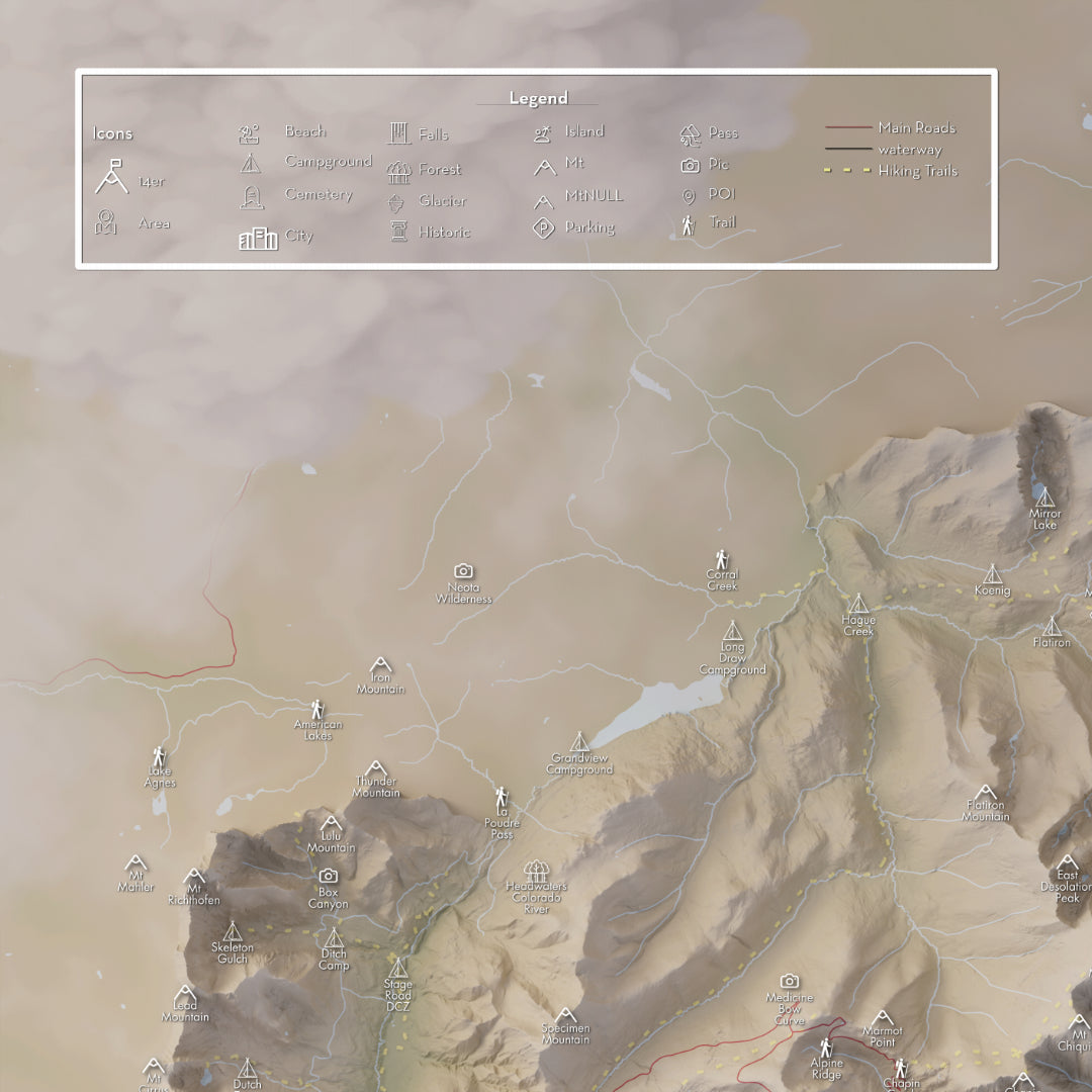 Rocky Mountain National Park - Artistic Map Print - Digital Edition