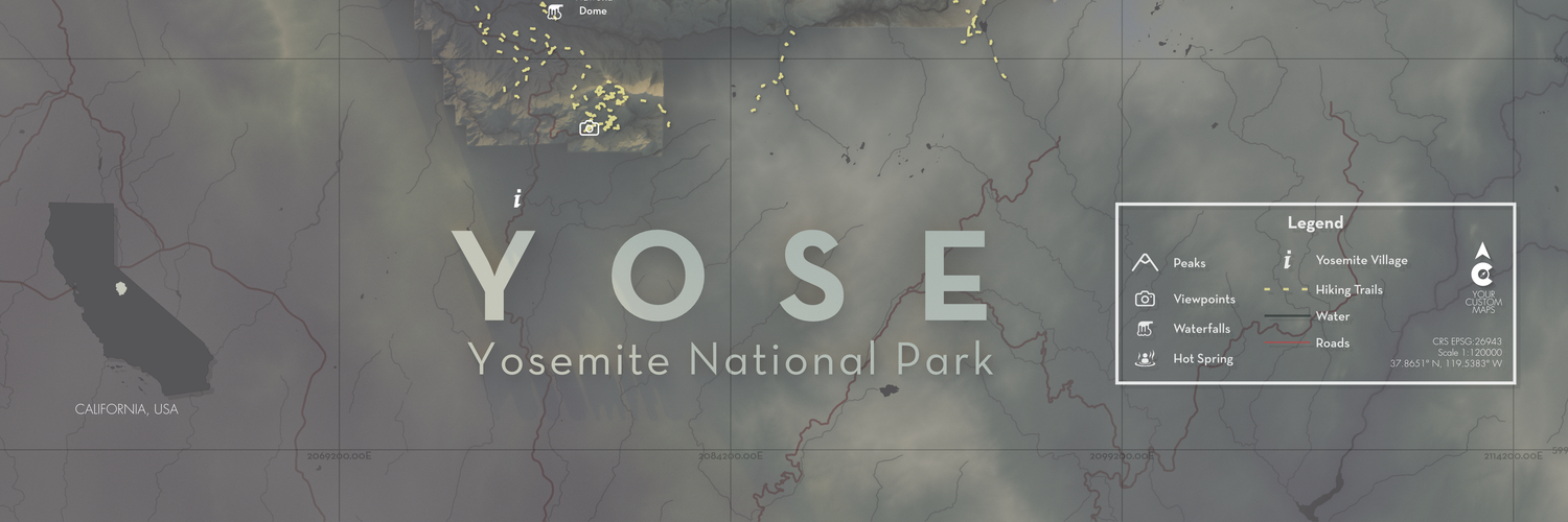 Yosemite National Park - Artistic Map Print