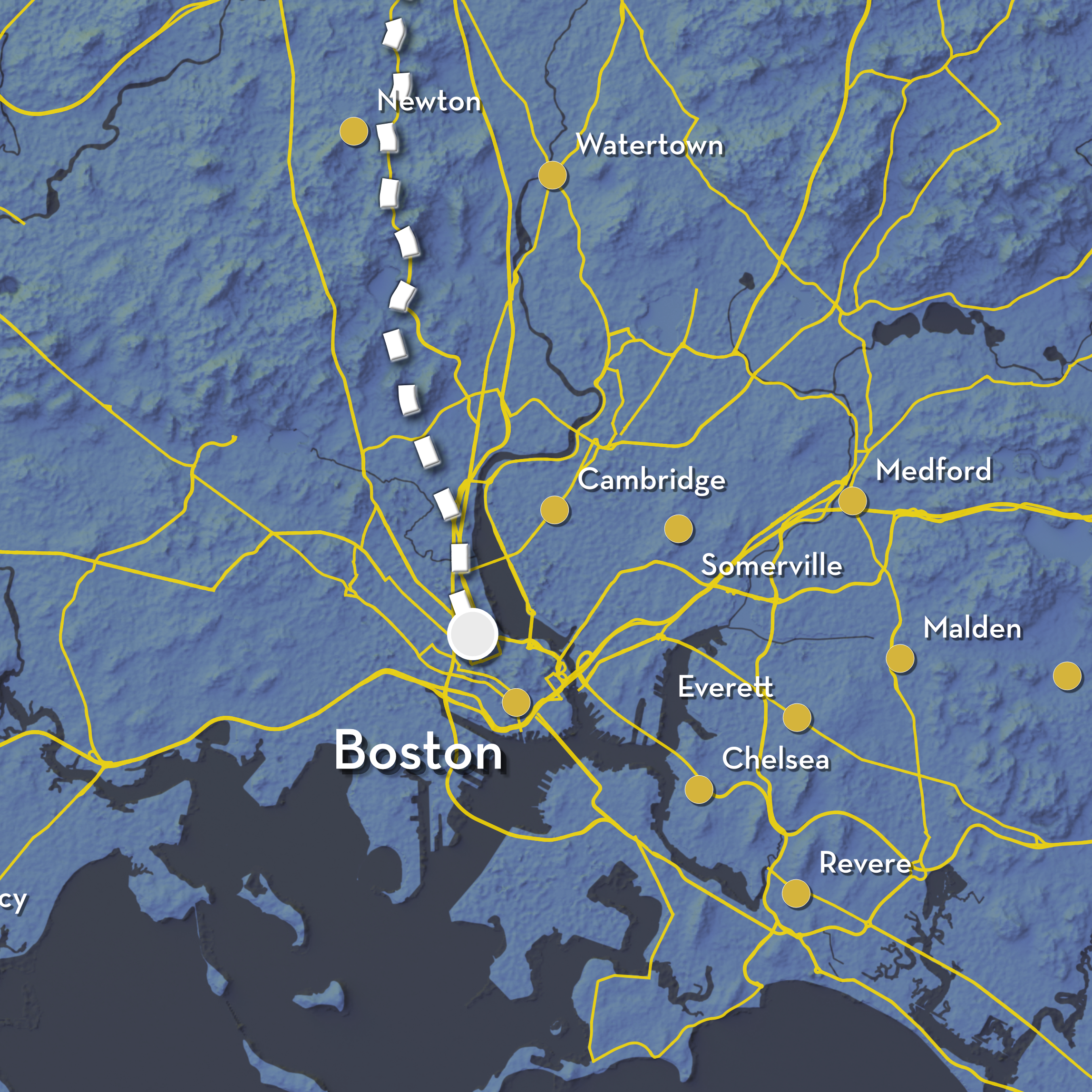 Boston Marathon Course- Artistic Map Print