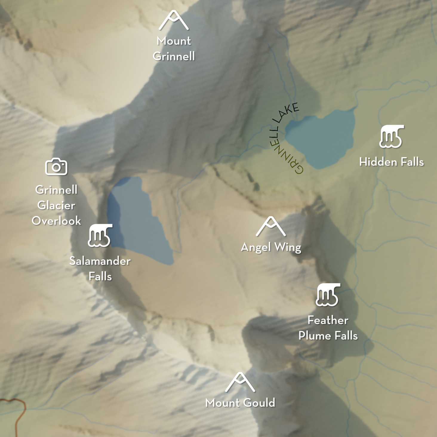 North Circle Loop Trail - Glacier National Park - Artistic Map Print