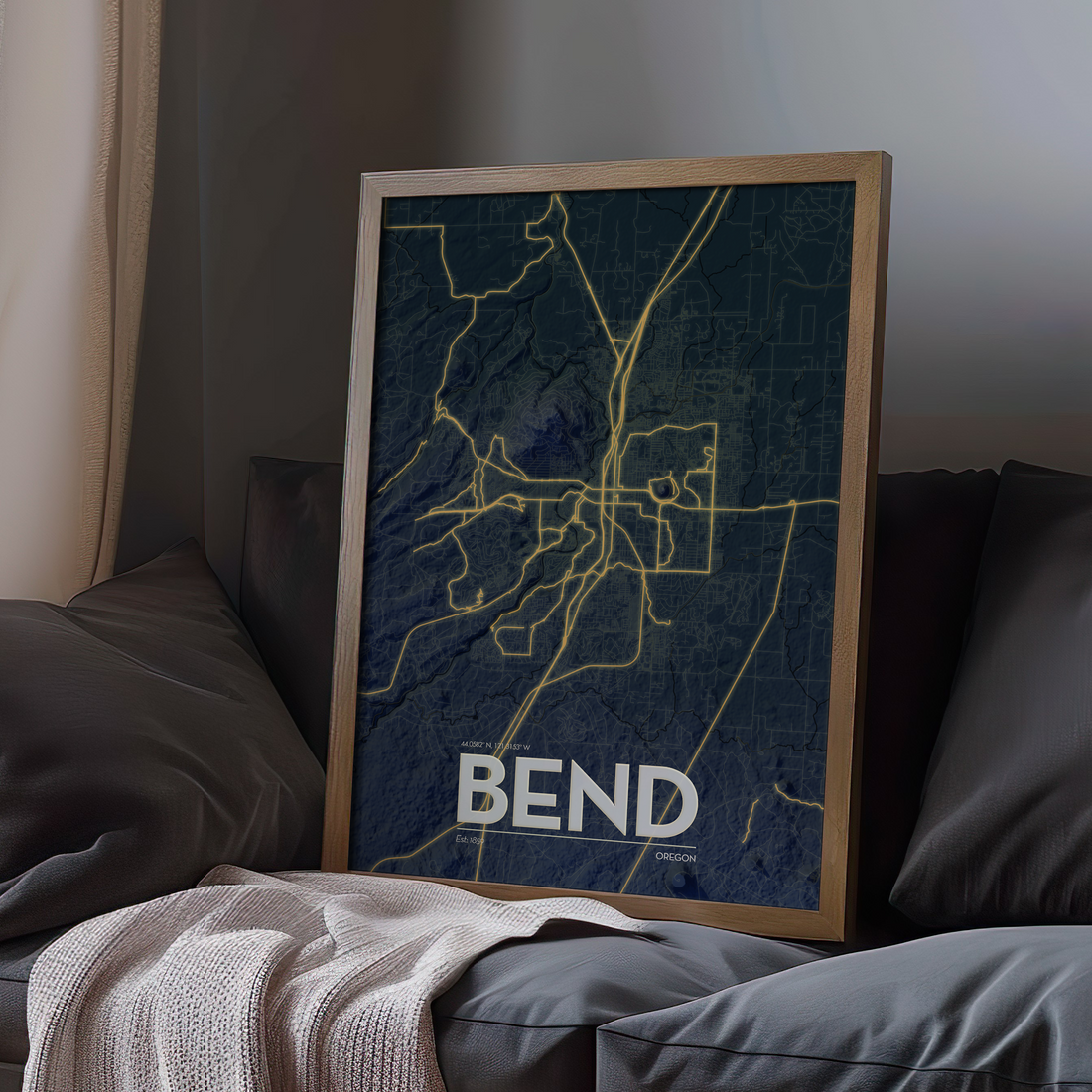 Bend Oregon - Artistic Map Print