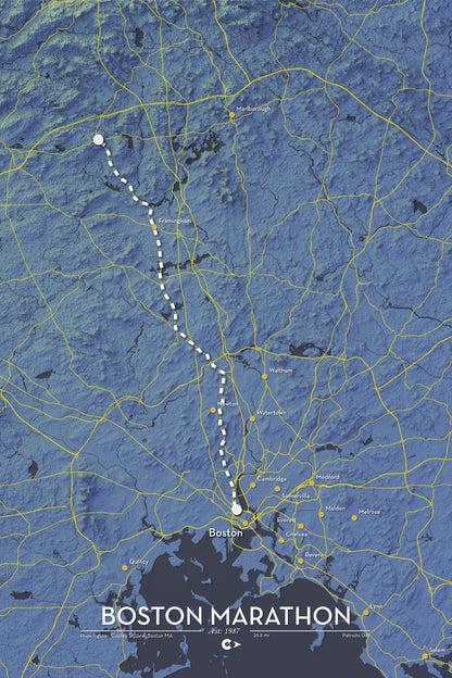 Boston Marathon Course- Artistic Map Print