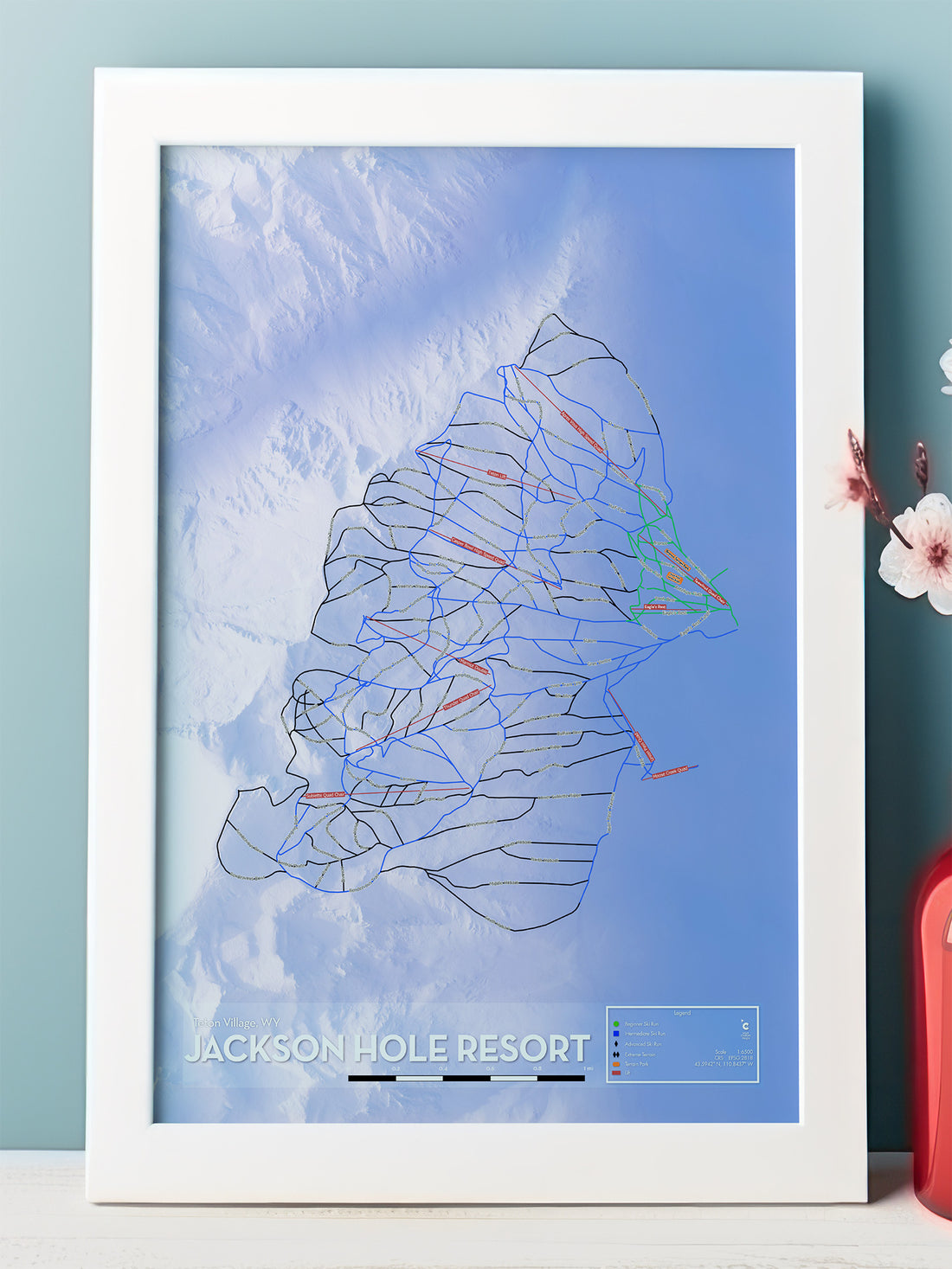 Jackson Hole Ski Resort - Artistic Map Print