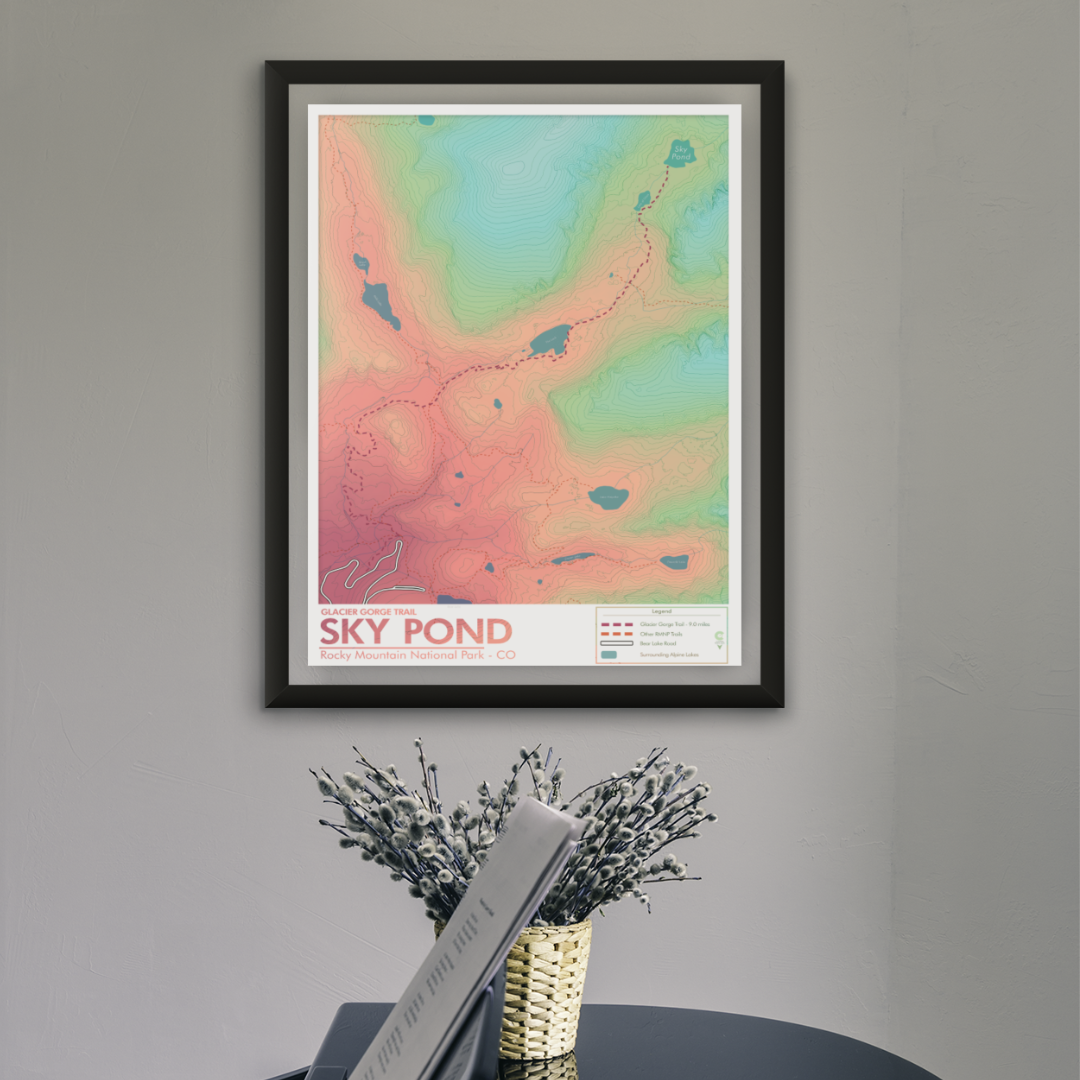 Sky Pond Trail Artistic Map Print