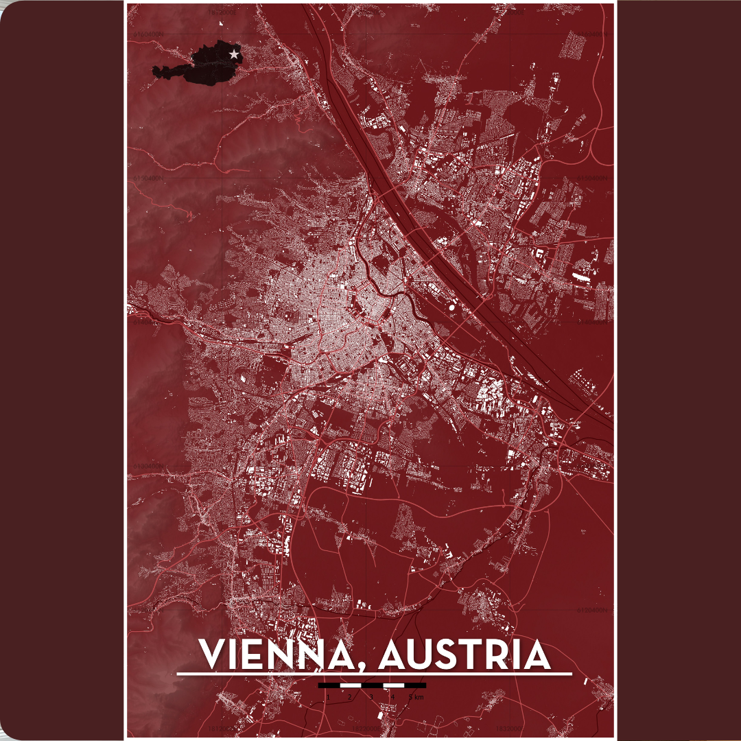 Vienna Austria - Artistic City Map Print