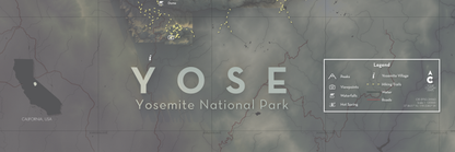 Yosemite National Park - Artistic Map Print