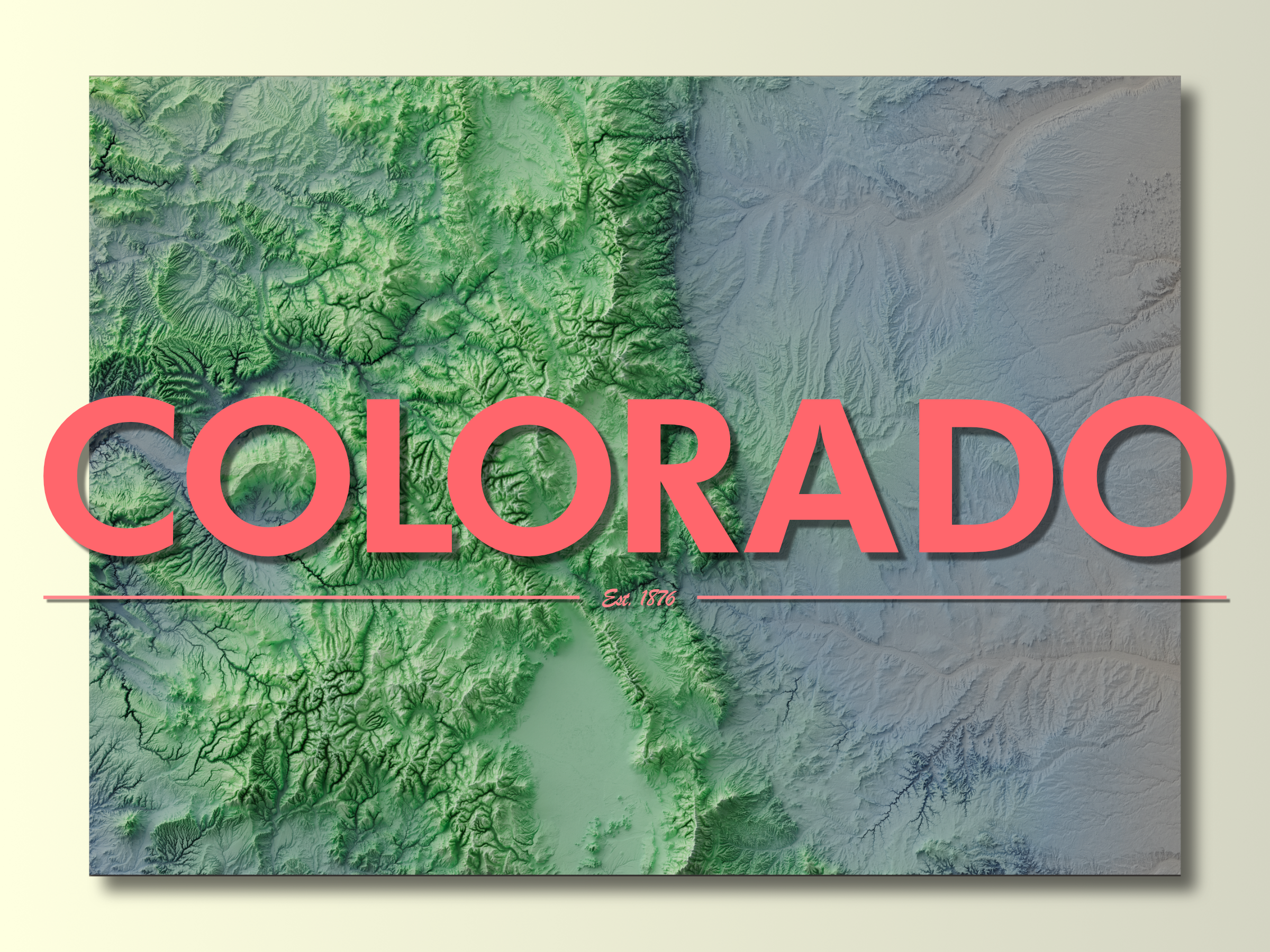 Colorado State Elevation Map Print - Mountain Ranges