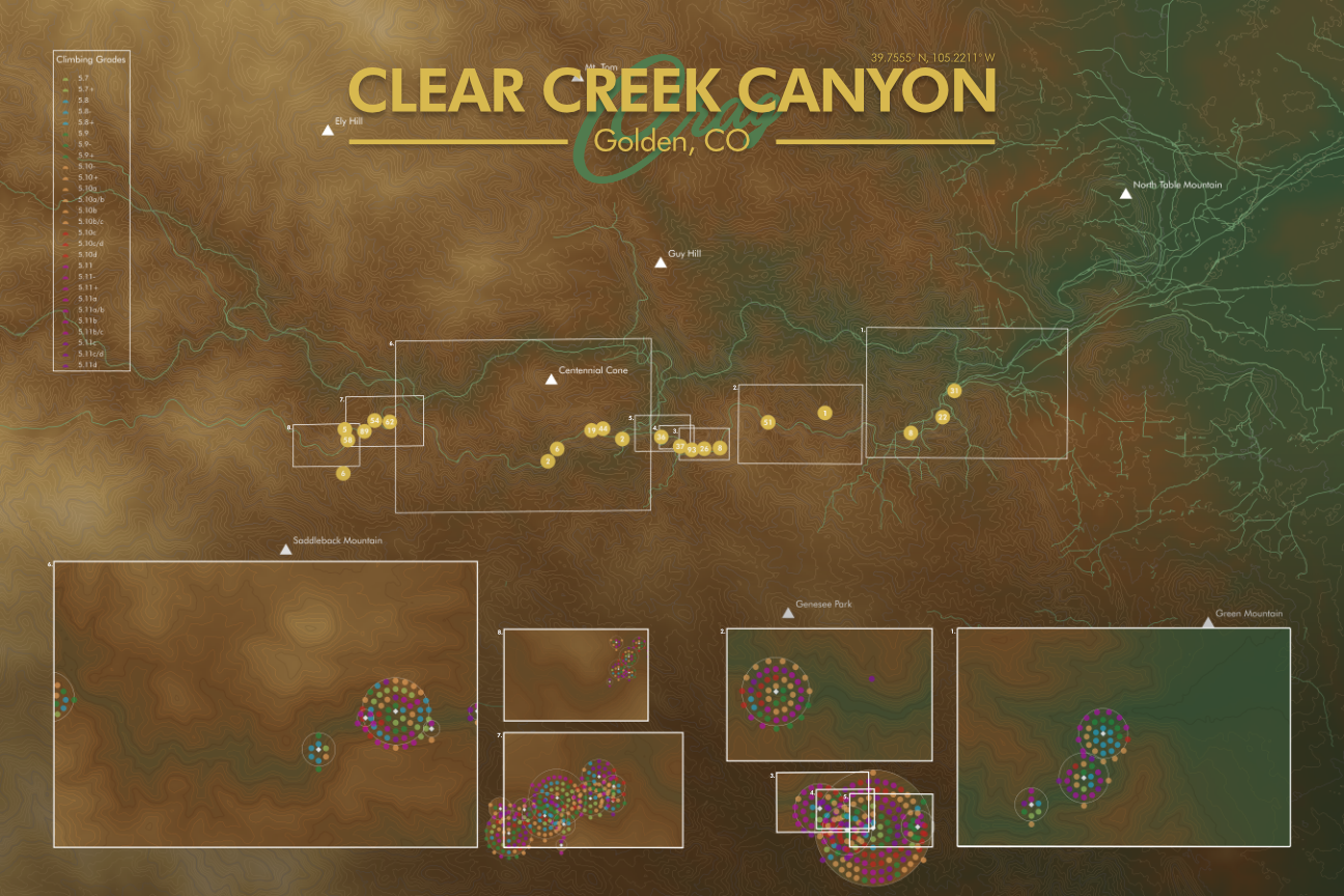 Clear Creek Canyon Crag Artistic Map Print