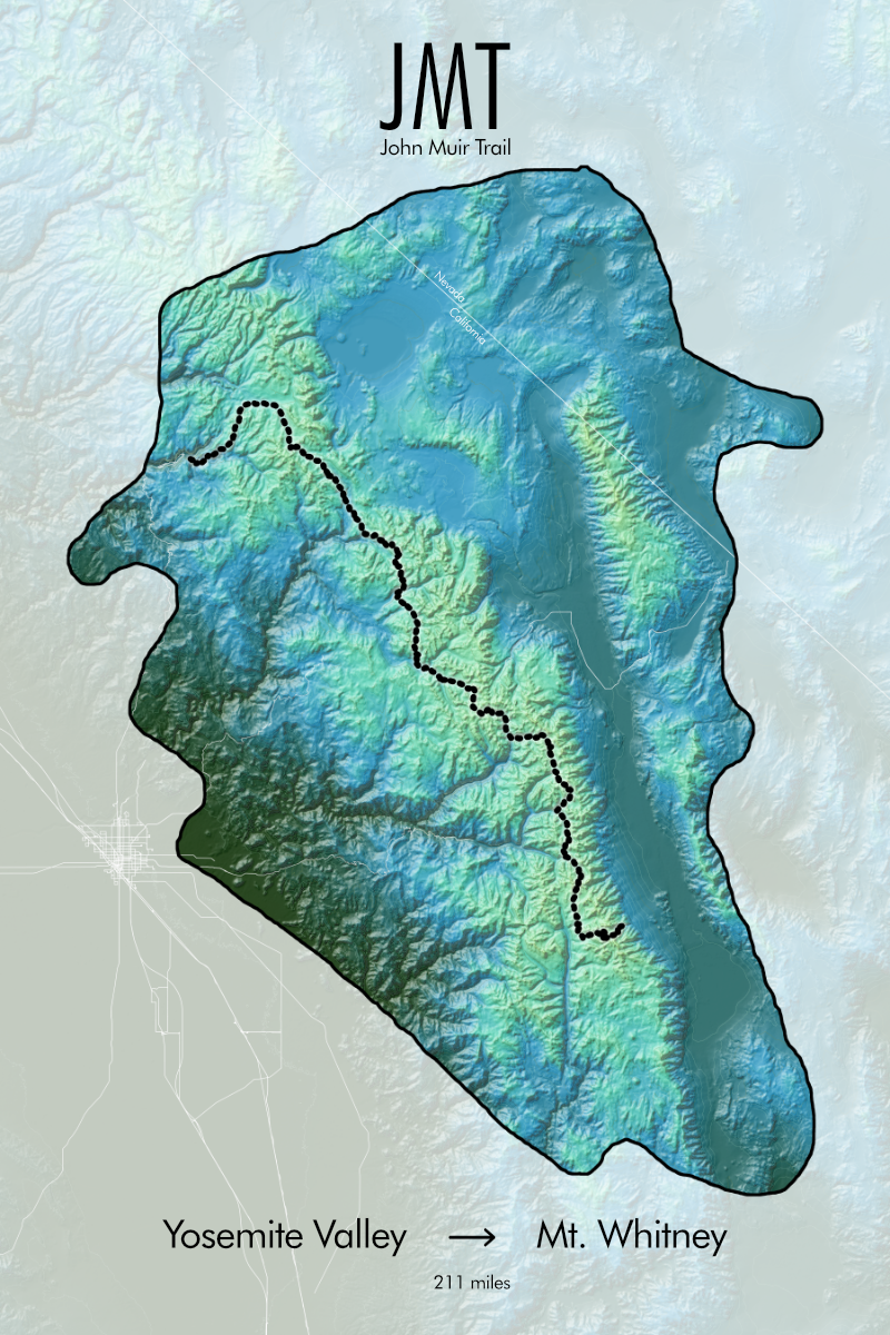 John Muir Trail Artistic Map Print