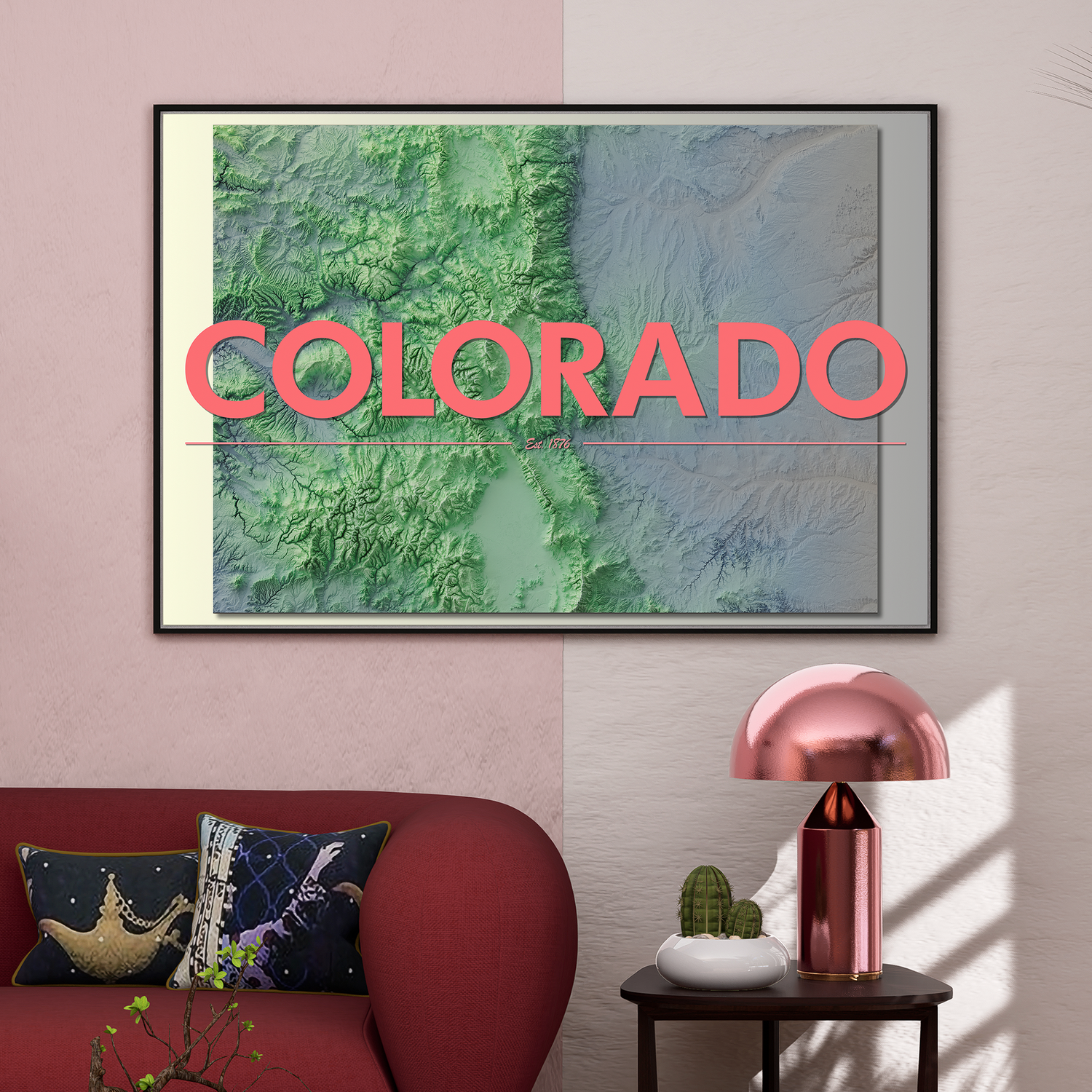 Colorado State Elevation Map Print - Mountain Ranges