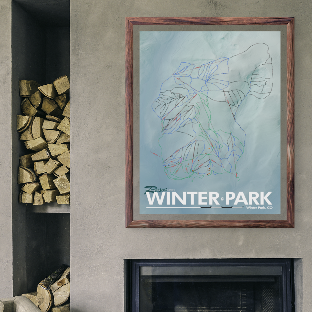 Winter Park Ski Resort - Artistic Map Print - Custom Topo Maps – YOUR ...