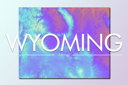 Wyoming State Elevation Artistic Map Print