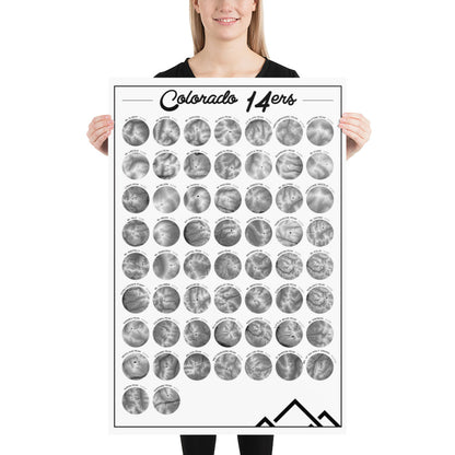 All 58 Colorado 14ers Contour Map Print