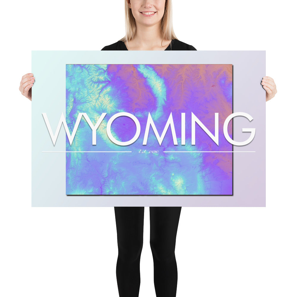 Wyoming State Elevation Artistic Map Print